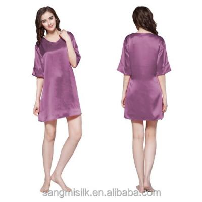 China Breathable Wide V-Neck Silk Nightgown Silk Night Wear Breathable, Comfortable,Healthy,Sexy for sale