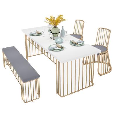 China Contemporary Dining Set Tables And Chairs Set Nordic Simple Home Living Room Long Dold Solid Wood And White for sale