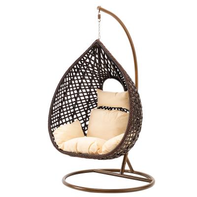 China Contemporary Outdoor Rattan Egg Chair Hammock Double Swing Swing Chair With Stand for sale