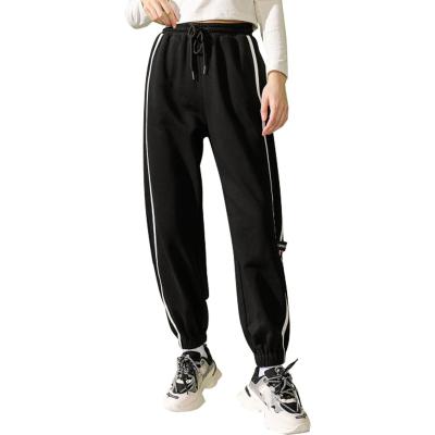 China Custom Made Cotton QUICK DRY 100% French Terry Women Sweatpant Side Stripe Pants For Women for sale