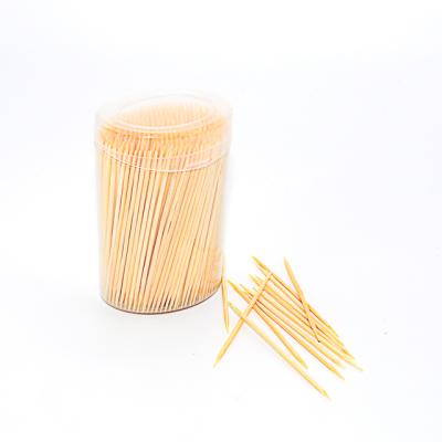 China Disposable PP Bottle Flip Cover 1.5mm Oval Bamboo Toothpicks 2 Side Sharp Toothpicks for sale