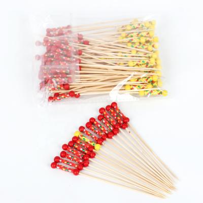 China Food Grade Eco Friendly Fancy Party Hot Selling Heat Resistance Bamboo Cocktail Pearl Picks for sale