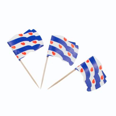 China Wooden Party Decorations Cuddle Toppers Cocktail Flag Picks for sale