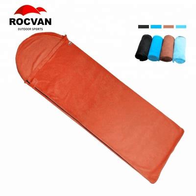 China ROCVAN Microfiber Zippered Ultralight Warm Comfy Fleece Sleeping Bag Liners for sale