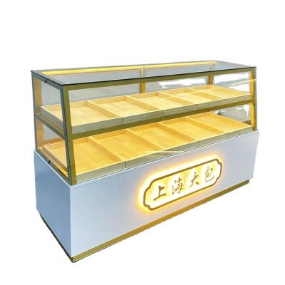 China Tempered glass+iron frame+wooden Gongmao Integrated Professional Customized Donut Pastries Display Stand Cabinet for sale