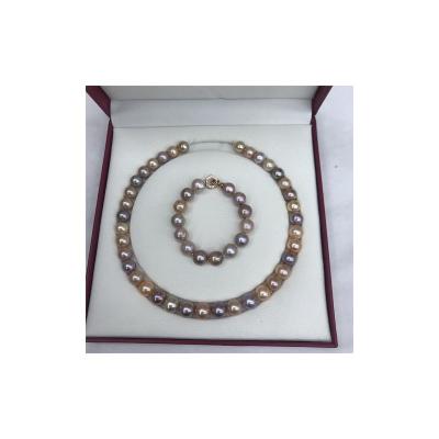 China Other Natural Pearls 10-11mm Real Genuine Freshwater Pearl Necklace and Bracelet Pearl Jewelry Sets for sale