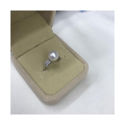 China Other Wholesale Freshwater White Pearl Rings 9.5-10mm Button 3A Real Freshwater Pearl Ring for sale