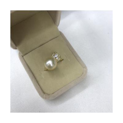 China Other Special Hot Sale Flower Shape 6mm Sterling Silver Freshwater Golden Pearl White Ring for sale