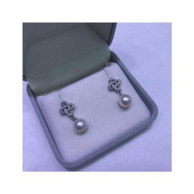 China Wholesale Vintage 3AM High Quality White Round 925 Pearl 925 Silver Pearl Strand Earrings for sale