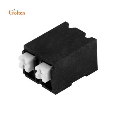 China LCP Golten 212R-5.0mm Pitch Spring Terminal Block 90 Degree Screwless Terminal Block Black Color for sale