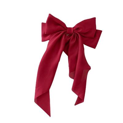 China Accessories of the new simple and elegant fixed hairpin spring clip satin retro bow ribbon hairpin for sale