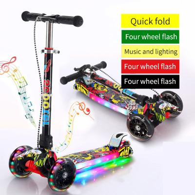 China Wholesale Hot Selling Cheap Child Kids Scooter 3 Wheels Folding Adjustable Scooter With 3 Flashing Wheels for sale