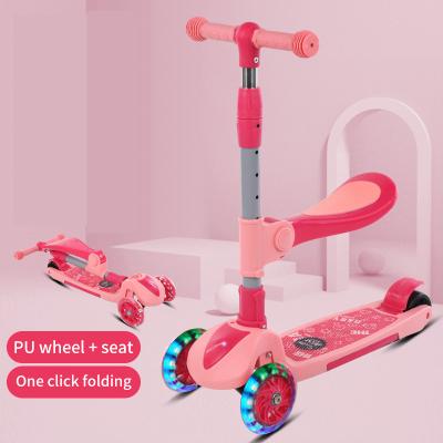 China Plastic Aluminum PU Wheel Three Wheel Kids Scooter Frame Kick Scooter Children With Snap Wheel Hummer Wheel for sale