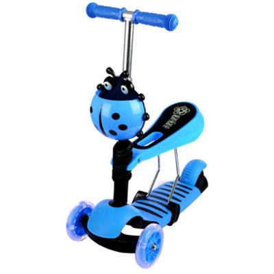 China Factory wholesale 3 wheel PU in 1 kids push scooter kids bike blue three wheel kick scooter for sale for sale