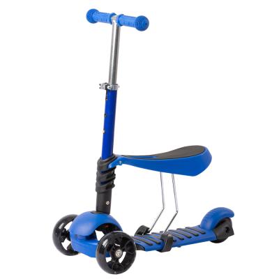 China Multi Functional Blue PU Wheel Kids Scooter Three Wheel Kids Kick Scooter For Sale With Seat for sale