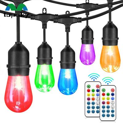 China Custom Hot Selling IP65 48Ft S14 Solar RGB Solar String Lights Outdoor Waterproof Street Garden Decoration Christmas Holiday Lighting for sale