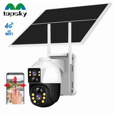 China Human Motion Tracking 360 panoramic pan-tilt remote control low power solar panel wireless PTZ cameras outdoor waterproof wifi ptz solar camera for sale