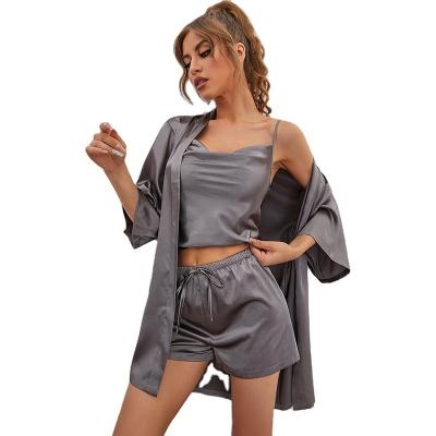 China Wholesale Plus Size Chinese Style Simple Style Shorts Suspenders Lingerie Sex Women Silk Long Dress Set for sale