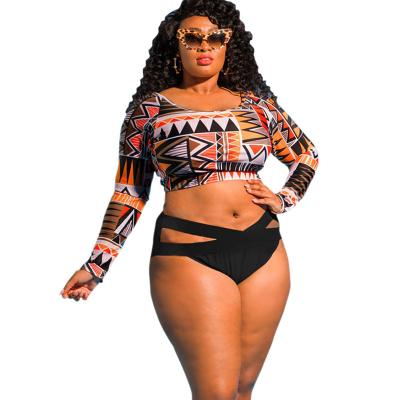 China Ladies Plus Size Plus Size Long Sleeve Thong Underwear Swimwear For Fat Women for sale