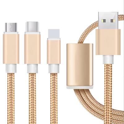 China Popular Three-in-one charging cable, three-head synchronous fast charging, three-in-one data cable can be used as LOGO for sale