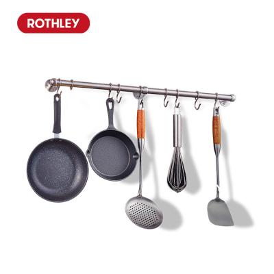 China Sustainable Rothley Kitchen Utensils Rail Storage Organizer Bowl Pot Cup Rack Easy Installation Metal Wall Hanging Hook Rod Hanger for sale