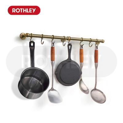 China Sustainable Rothely European Antique Brass Stainless Steel Utensil Rail Supermarkets Kitchen Utensil Rail Kit for sale