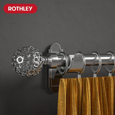 China Easy To Fit Rothley Curtain Rods Accessories For Bedroom  Decorative Aluminium Wall Mount Double Curtain Finials for sale