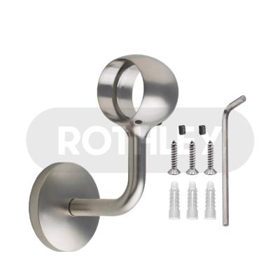 China Modern Rothley 90 Degree Railing Pipe Holder Bracket Stainless Steel Handrail Fittings Wall Tube Support Holder Round Hand Rail Bracket for sale