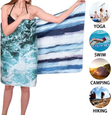 China Sustainable Custom Printed Microfiber Beach Towels For Swimmers Sand Free Towel for sale