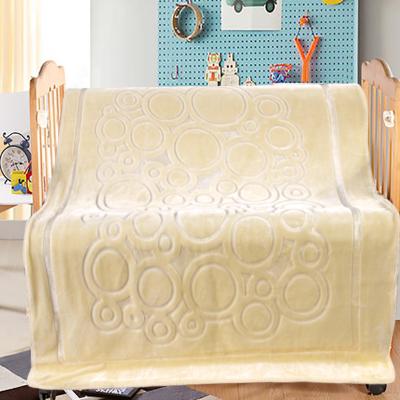 China Anti-pilling Cloud Two Ply Embossed Solid Yellow Baby Blanket for sale