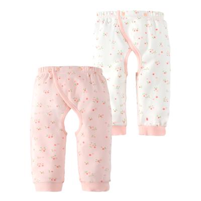 China Breathable High Quality Comfortable Newborn Baby Toddler 2 Pack Cotton Printed Open Crotch Pants for sale