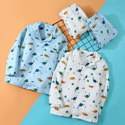 China Long Sleeve Boys 100% Dinosaur Sleepwear Set 2020 New Autumn Winter Thermal Cotton Children Pajamas for sale