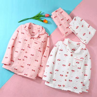 China Thermal 2020 Autumn and Winter Little Girls Cotton 100% Long Sleeve Sleepwear Rabbit Pajamas Set Lovely for sale