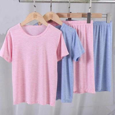 China Softly 2021 summer children's homewear clothing pure color baby short sleeve t-shirt and shorts for sale