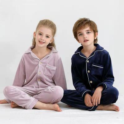 China Boys Thermal Winter Autumn Children Loungewear Children Sleepwear Thick Thermal Flannel Pajama Set for sale