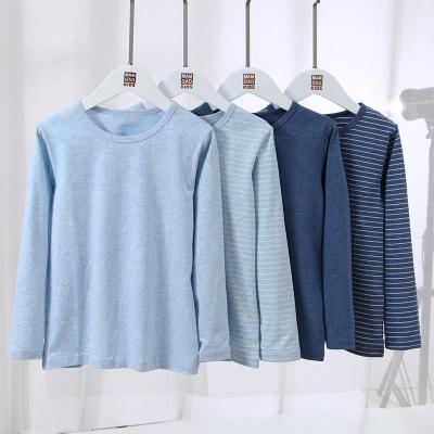 China Anti-pilling 2 pcs set 2020 autumn and winter fashion children's clothing children's long sleeve cotton stripe boy girl's T-shirts for sale