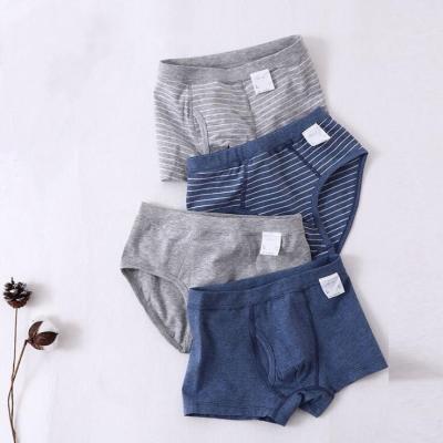 China Wholesale 3 Pcs Set Kids Underwear Breathable Kids Plus Size Soft Cotton Breathable Briefs Boys Stripe Boxers for sale