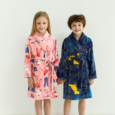 China Kids Soft Flannel Bathrobe Children Homewear Sleepwear Thermal Thick Warm Pajamas Long Robes For Boys Girls for sale