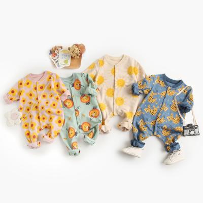 China Breathable Baby Boy Clothes Autumn Winter New Cotton Long Sleeve Baby Cute Cartoon Print Baby Clothes Newborn Rompers for sale