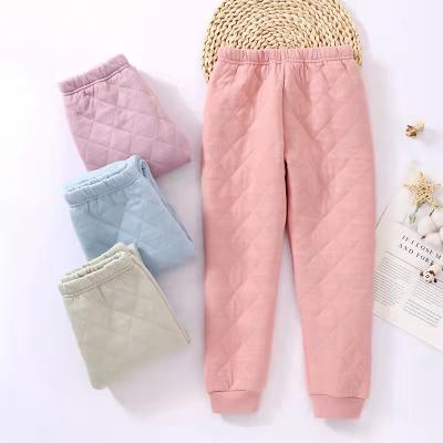 China New Boys Girls 100% Solid Color Cotton Plaid Winter Thick Breathable Warm Legging Pants For Kids for sale