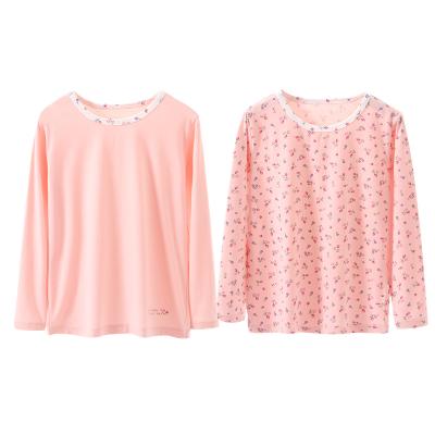 China 2 Pcs Set Autumn Winter Cotton Kids Anti-Shrink Floral Small Long Sleeve Girls T-Shirt for sale