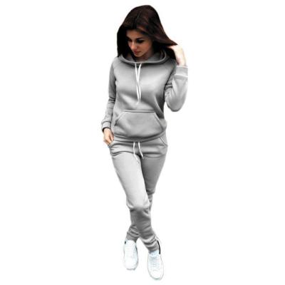 China QUICK DRY Women Clothing Hoodies Set Casual Fall 2 Piece Set Warm Ladies Top Pants Suits Warm Solid Tracksuit for sale