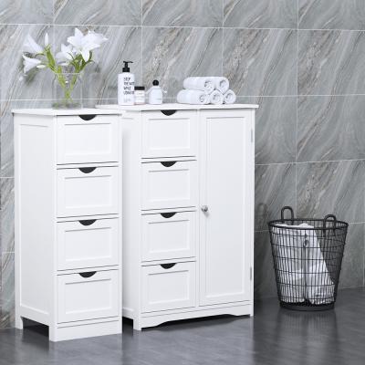 China Modern Bathroom Storage Cabinet Floor Cabinet with 4 Drawers and 1 Adjustable Shelf Bathroom Furniture Set for sale