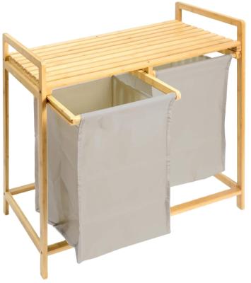 China Stocked Bamboo Laundry Hamper And Hamper Canvas Bin With Removable Double Laundry Bag for sale