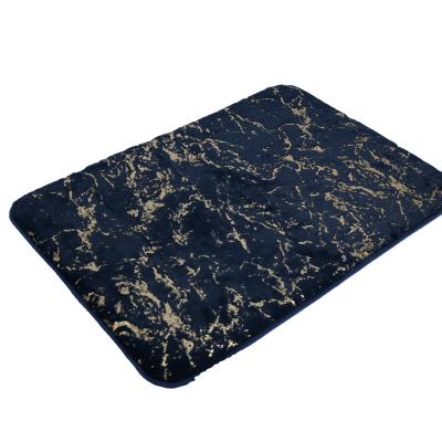 China New Arrival Washable Gold Pattern Slip Home and Hotel Microfiber Rabbit Marbling Artificial Fur Anti Tanning Bath Mat With 35D Sponge for sale