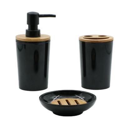 China Sustainable Black Plastic Bathroom Accessories Set Of Toilet Room Accessories for sale