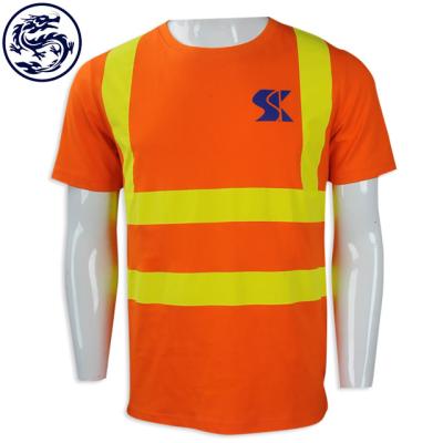 China Cotton FAMA Small MOQ Recycle Plastics RPET FAMA Factory BSCI 3M Reflective Orange Mesh Fabric T-shirt Work Uniforms for sale