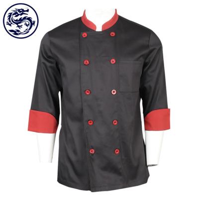 China restaurant & Bar Fast Delivery Recycle Plastics RPET 2020 Cheap High Quality Cheap Red Black Red Waiter Uniform Restaurant Chef Uniform for sale