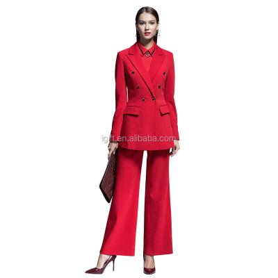 China Other RPET Plastics Logo Print Fast Delivery Custom Red Office Women Suit Designs For Ladies Uniforms for sale