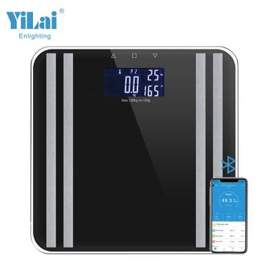 China Water Content Measuring LED Weigh Scale Display 180Kg 396Lb Smart Water And Fat Blue Digital Electronics Tooth Bathroom Body Fat Scale for sale